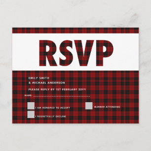Carte de réponse RSVP à carreaux de Buffalo Modern