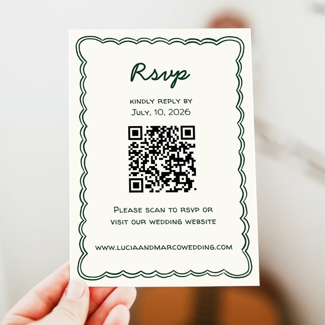 Carte de réponse RSVP à écriture manuscrite verte  (Créateur téléchargé)