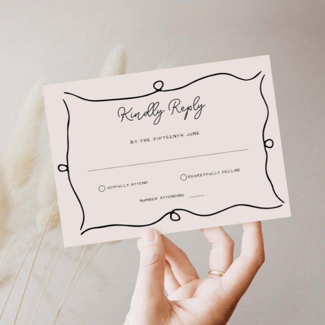 Carte de réponse RSVP à la frontière lunaire tirée (Créateur téléchargé)