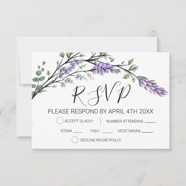 Carte de réponse RSVP à la lavande et à l'eucalypt (Devant)