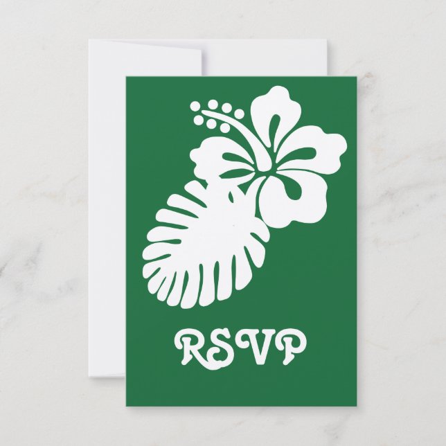 Carte de réponse RSVP à l'Hibiscus Tropical en Ver (Devant)