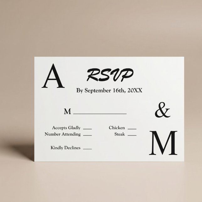 Carte de réponse RSVP à monogramme avec typographi (Créateur téléchargé)