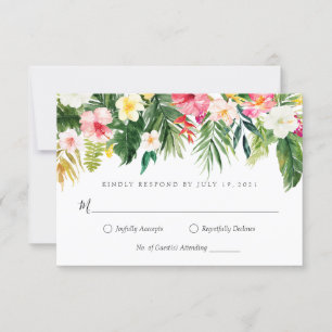 Carte de réponse RSVP à motif de feuille de palmie