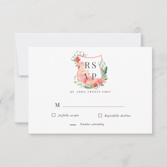 Carte de réponse RSVP à motif floral aquarelle (Devant)
