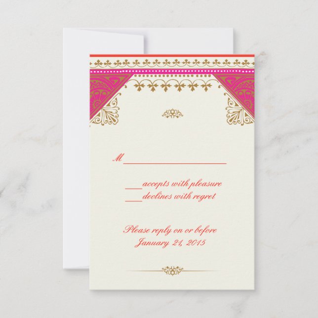 Carte de réponse rsvp à thème marocain (Devant)