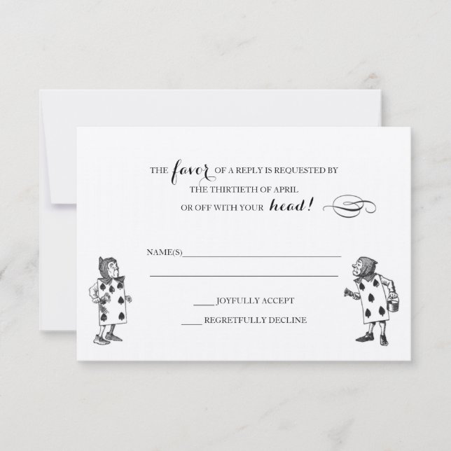 Carte de réponse RSVP Alice au pays des merveilles (Devant)