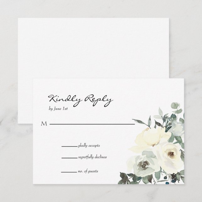 Carte de réponse RSVP aquarelle florale (Devant / Derrière)