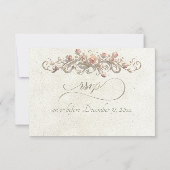 Carte de réponse RSVP Arc de Rose Romantique - Crè (Devant)
