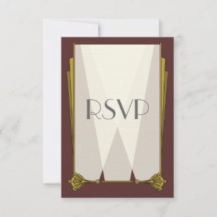Carte de réponse RSVP Art Déco rouge chic