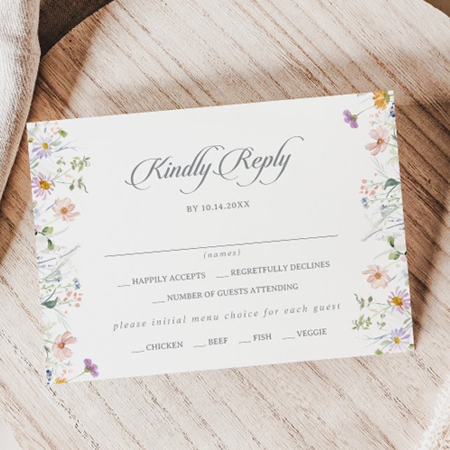 Carte de réponse RSVP au menu de fleurs sauvages d (Créateur téléchargé)
