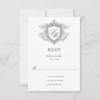 Carte de réponse RSVP au monogramme à motif de bla