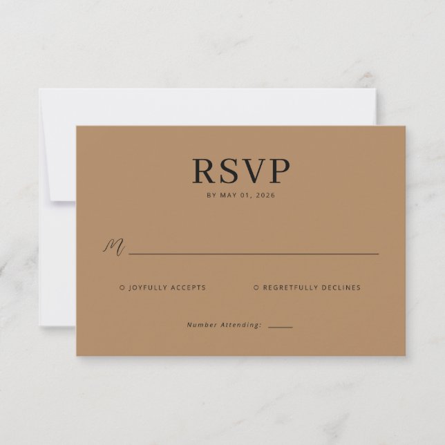 Carte de réponse RSVP au ton élégant (Devant)