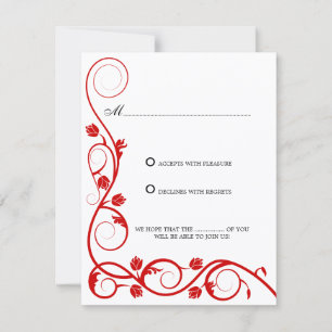 Carte de réponse RSVP aux tourbillons rouges et bl