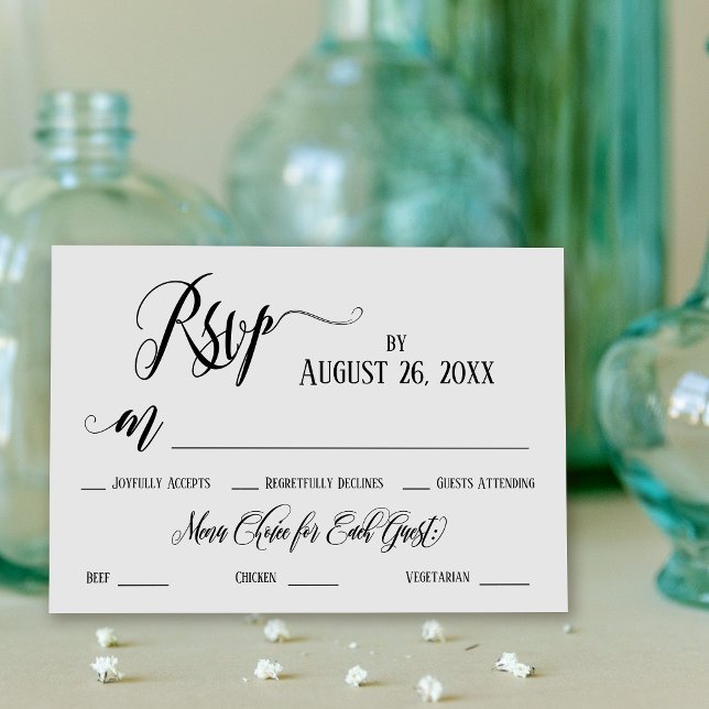 Carte de réponse RSVP avec choix de menu et fiorit (Créateur téléchargé)