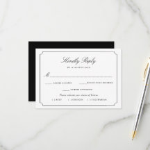carte de réponse RSVP avec choix de repas à cadre