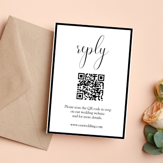 Carte de réponse RSVP avec code QR pour mariage mi (Modern minimal QR code RSVP card makes guest responses quick and effortless for weddings)