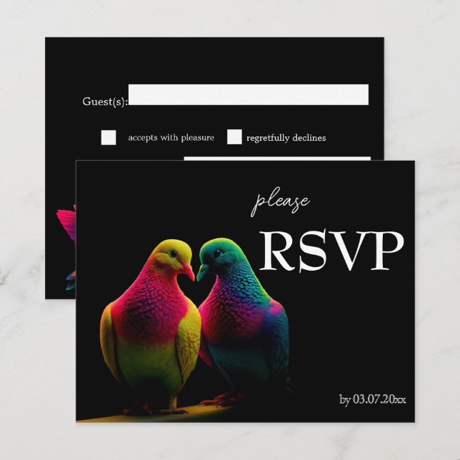 🌈 Carte de réponse RSVP avec demande de chanson D (Devant / Derrière)