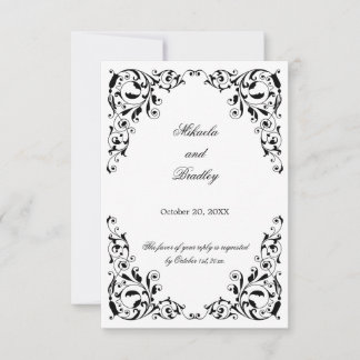 Carte de réponse RSVP avec des tourbillons élégant