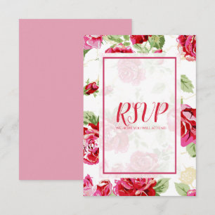 Carte de réponse RSVP avec impression florale de r