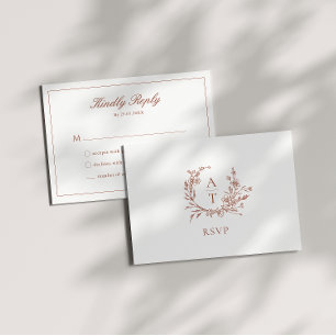 Carte de réponse RSVP avec monogramme de crête en 