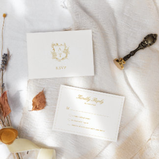 Carte de réponse RSVP avec monogramme de crête en 