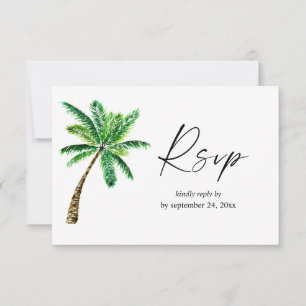 Carte de réponse RSVP avec palmier hawaïen tropica