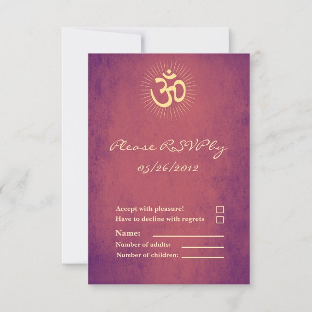 Carte de réponse RSVP avec symbole OM pour mariage (Devant)