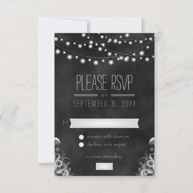 Carte de réponse RSVP Black Chalkboard (Devant)