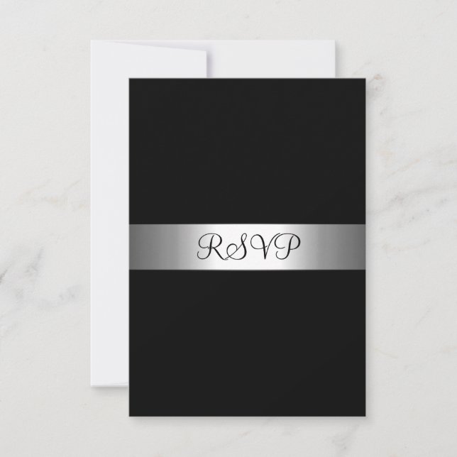 Carte de réponse RSVP Black Silver Tous les événem (Devant)