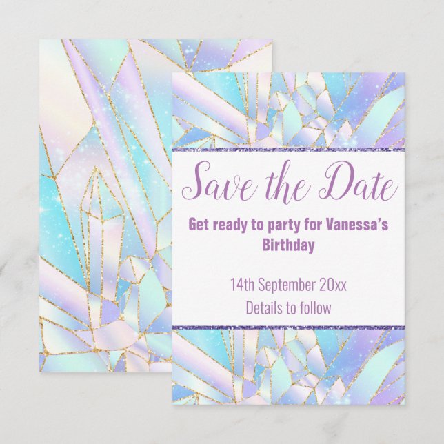 CARTE DE RÉPONSE RSVP BLANC PASTEL CRYSTAL (Devant / Derrière)