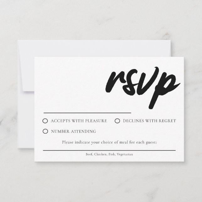 Carte de réponse RSVP blanche simple avec choix de (Devant)