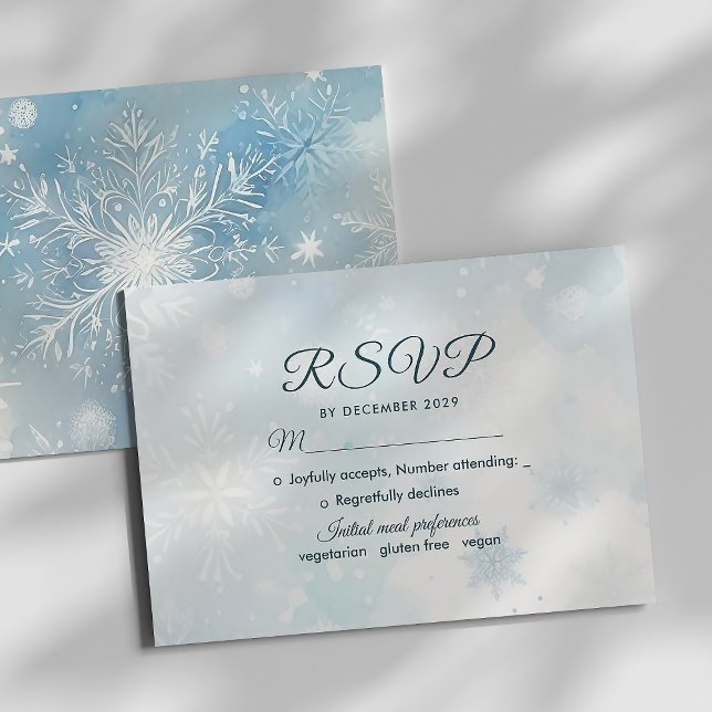 Carte de réponse RSVP bleu poussiéreux Winter Wond (Créateur téléchargé)