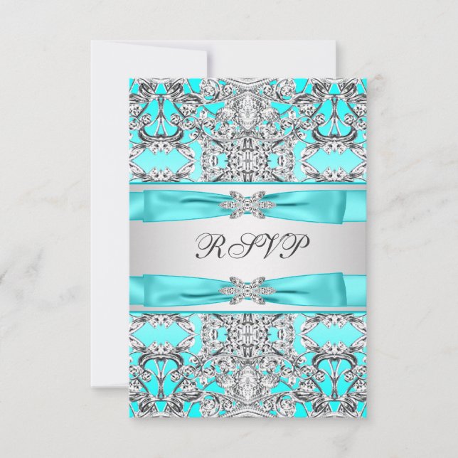 Carte de réponse RSVP Bleu sarcelle (Devant)