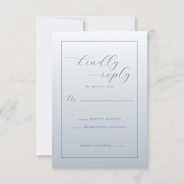 Carte de réponse RSVP Bleue Élégante (Devant)