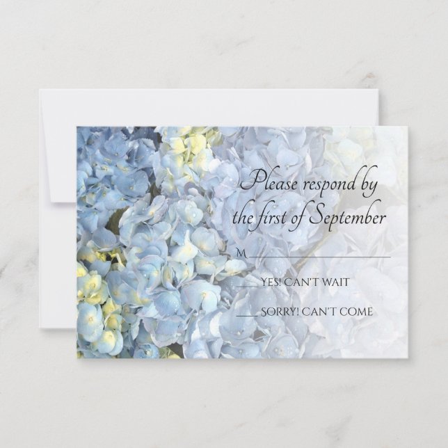 Carte de réponse RSVP Blue Hydrangea Wedding (Devant)