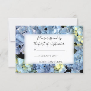 Carte de réponse RSVP Blue Hydrangea Wedding
