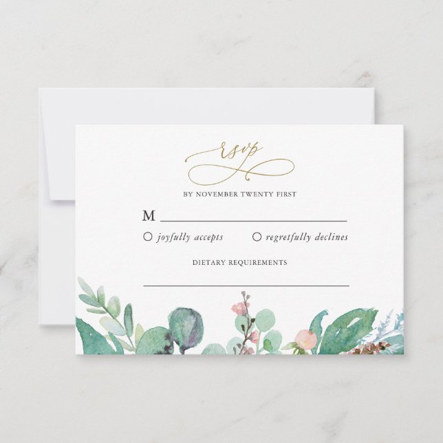 Carte de réponse RSVP Blush Garden Wedding (Devant)