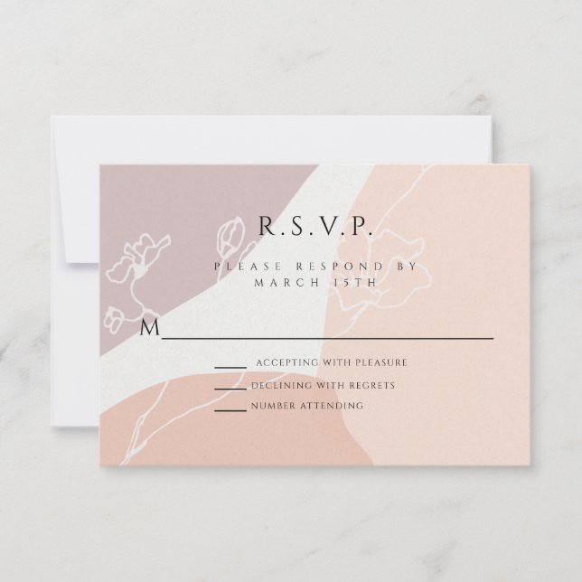 Carte de réponse RSVP botanique pêche rose moderne (Devant)