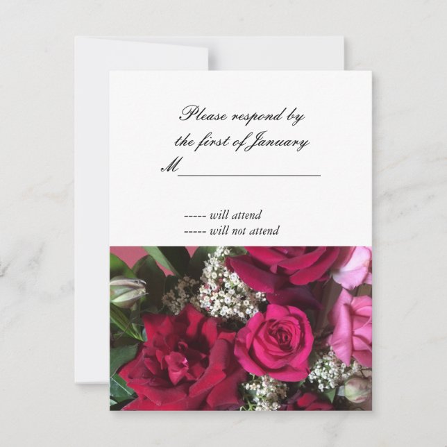 Carte de réponse RSVP Bouquet de roses rouges (Devant)
