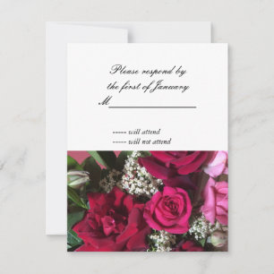 Carte de réponse RSVP Bouquet de roses rouges