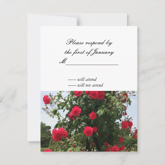 Carte de réponse RSVP Bouquet de roses rouges (Devant)