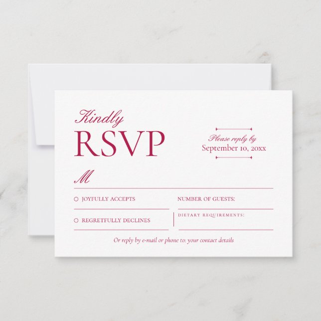 Carte de réponse RSVP Bourgogne Classique (Devant)
