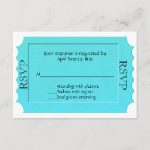 Carte de réponse RSVP Bright Turquoise Ticket