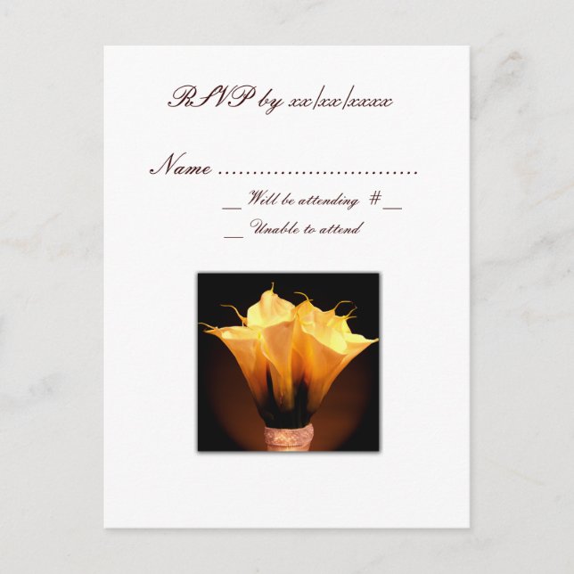 Carte de réponse RSVP Calla lily (Devant)