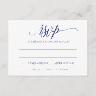 Carte de réponse RSVP   Calligraphie Luxe (Bleu Ro