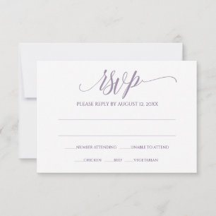 Carte de réponse RSVP Calligraphie Luxe (Lavande