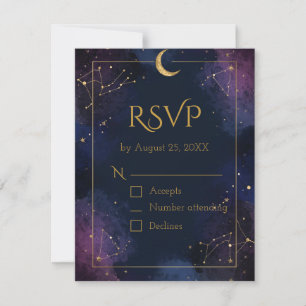 Carte de réponse RSVP Céleste Sombre Nuages viol