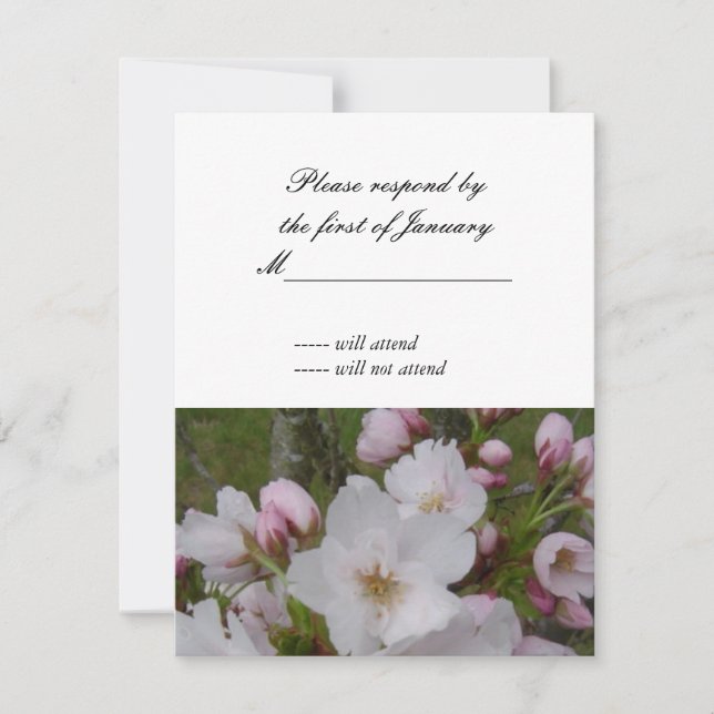 Carte de réponse RSVP Cerisier en Fleur (Devant)