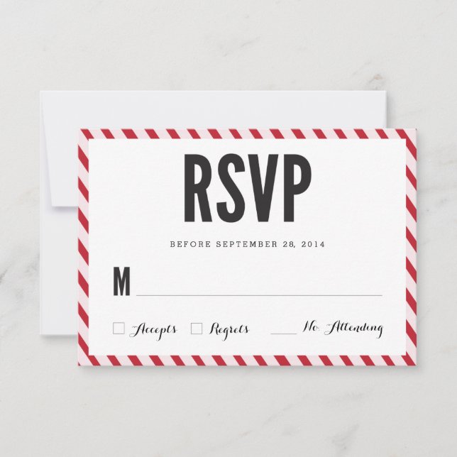 Carte de réponse RSVP Cherry Red Stripes (Devant)