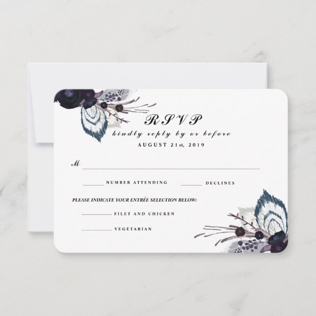Carte de réponse RSVP Chic Purple Floral Winter We (Devant)